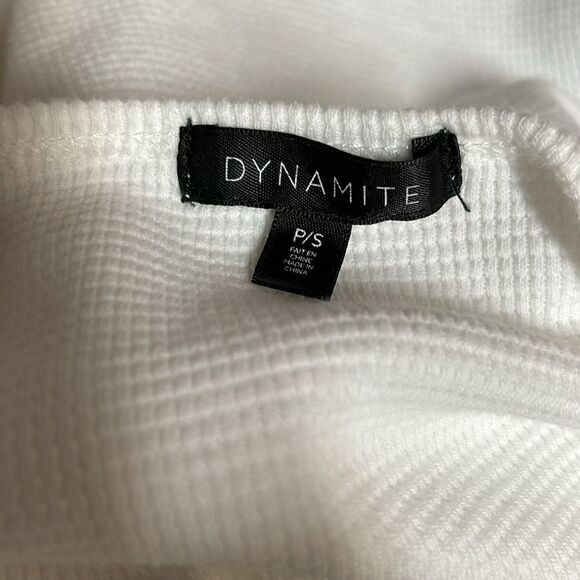 Dynamite Notch Collar Waffle Top, Size Small, White. - Picture 5 of 5